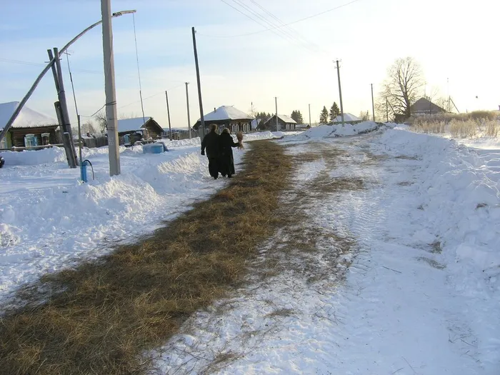 Путь переноса иконы Свеча, устланный сеном.Фото Р.Ю. Федорова, 2011, 2014 гг.